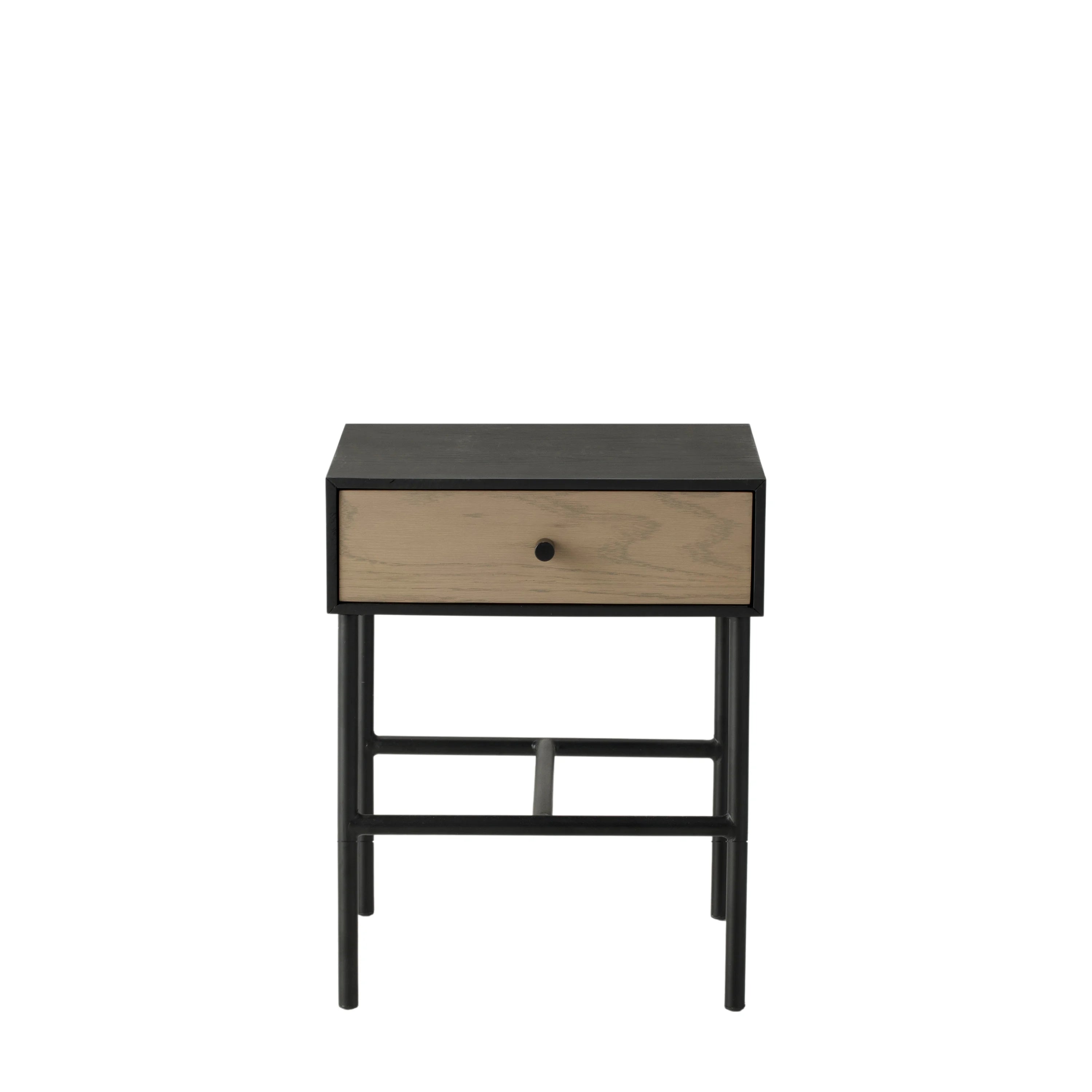 Kenton black oak 1 drawer bedside table