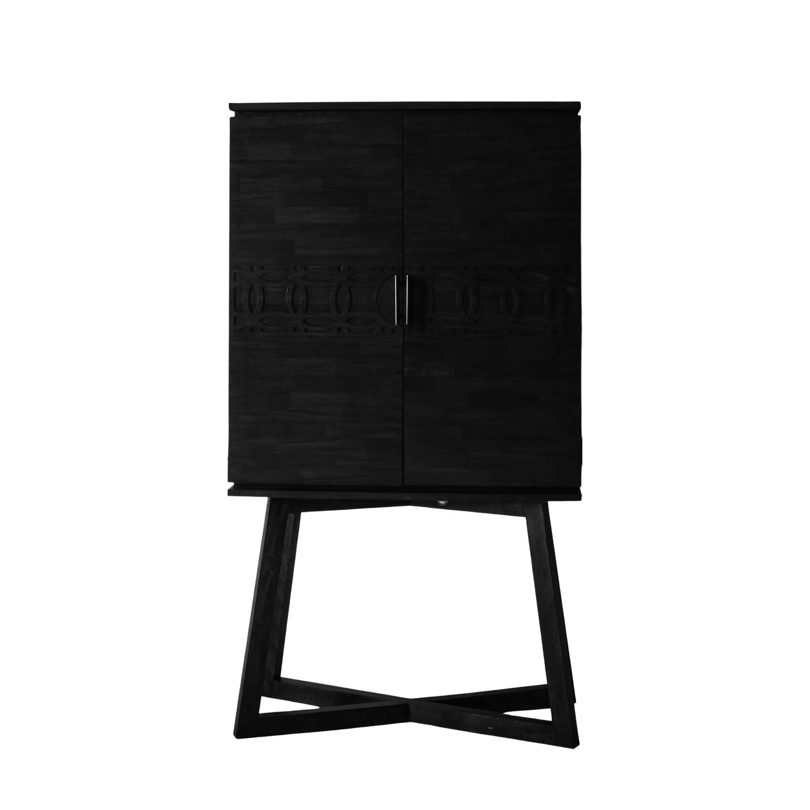 Laylah mixed wood charcoal black cocktail cabinet | malletandplane.com