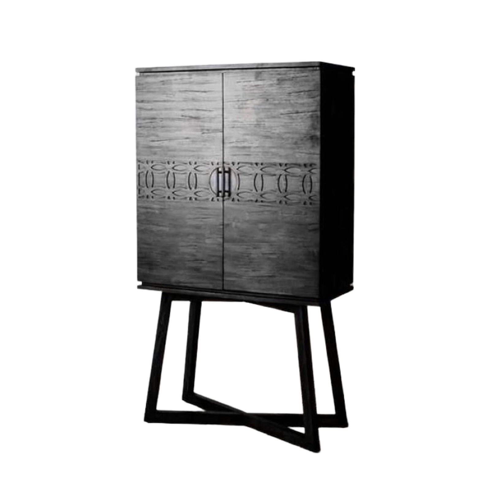 Laylah mixed wood charcoal black cocktail cabinet | malletandplane.com