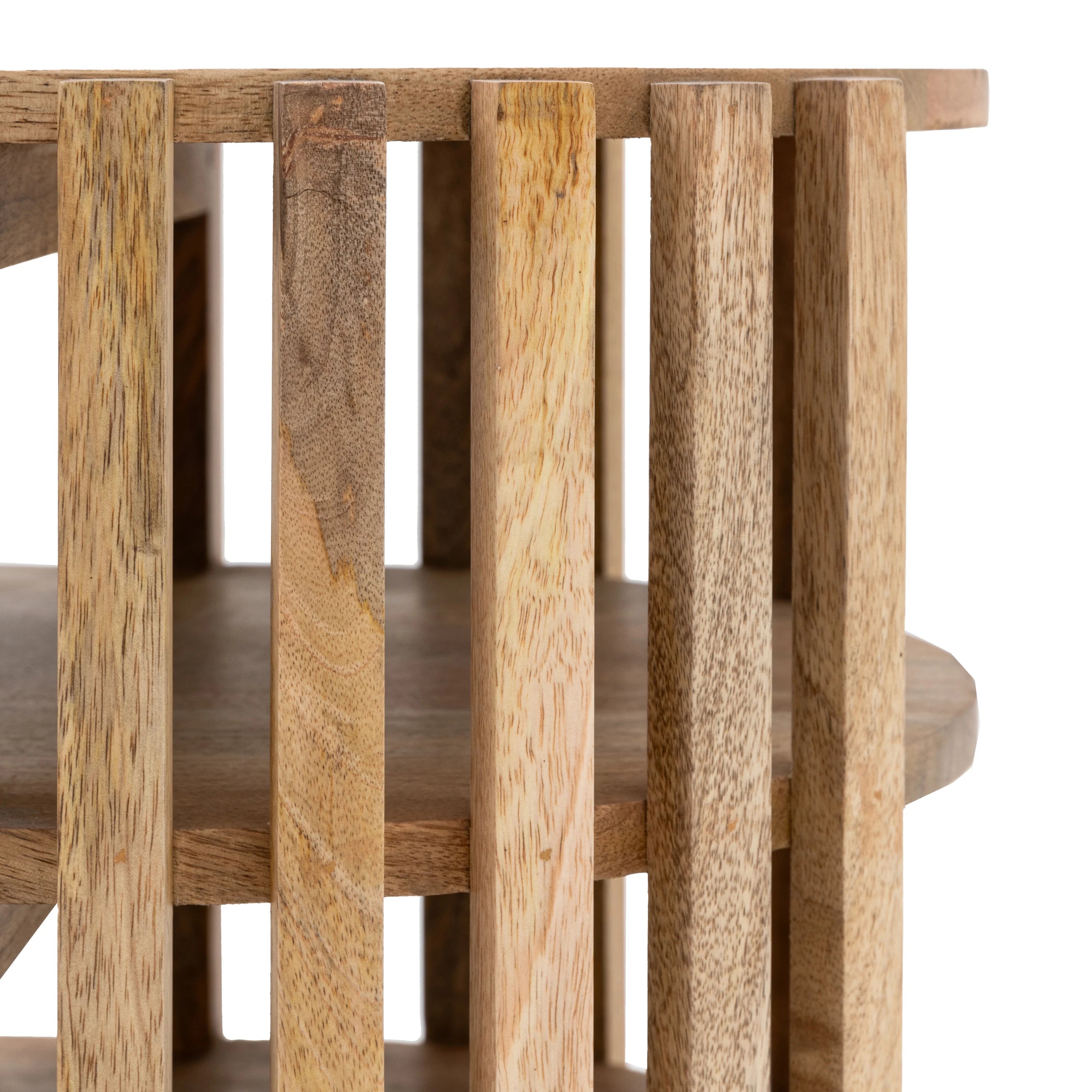 Voss solid mango wood slatted TV stand with storage