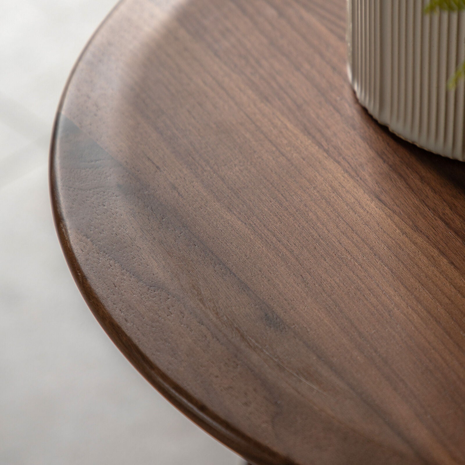 CADIZ walnut round side table with mid-century design