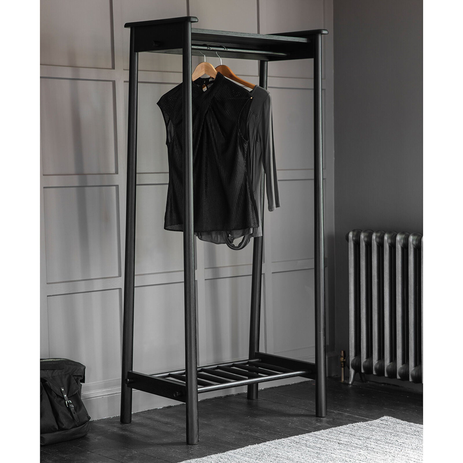 Axel black oak open wardrobe | malletandplane.com