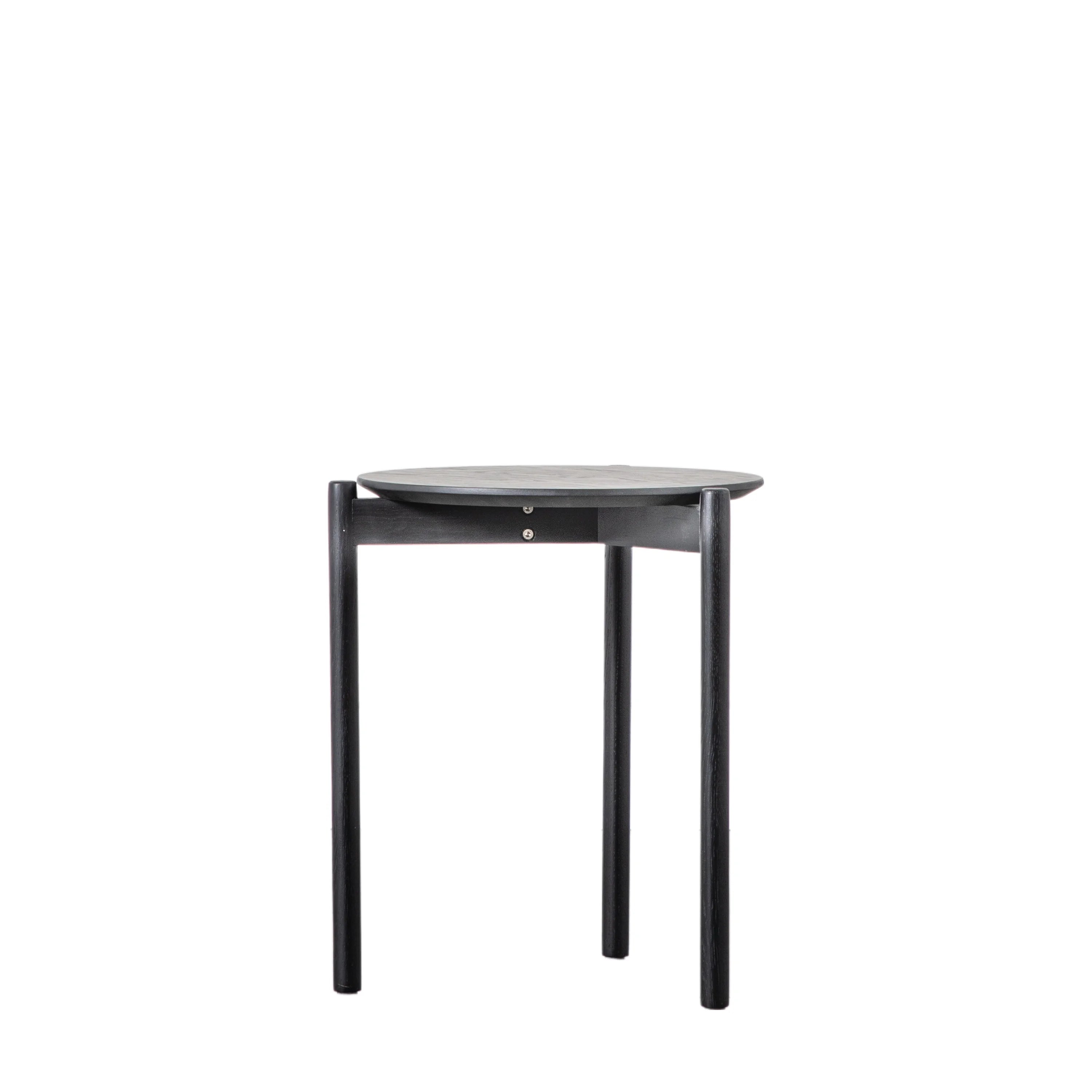 HARROW Black Bedside Table | Round Oak Bedside Table