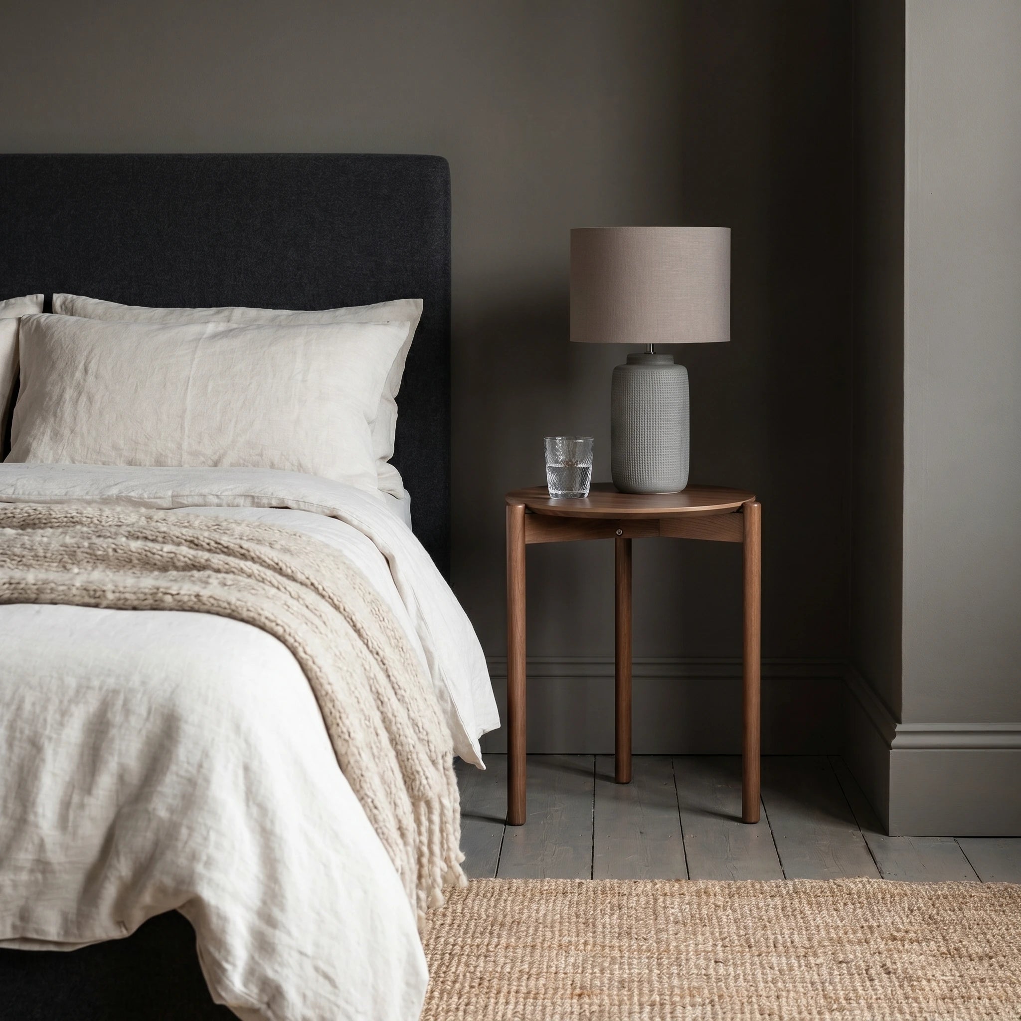 Walnut Bedside Table 40cm – HARROW Simple Bedside
