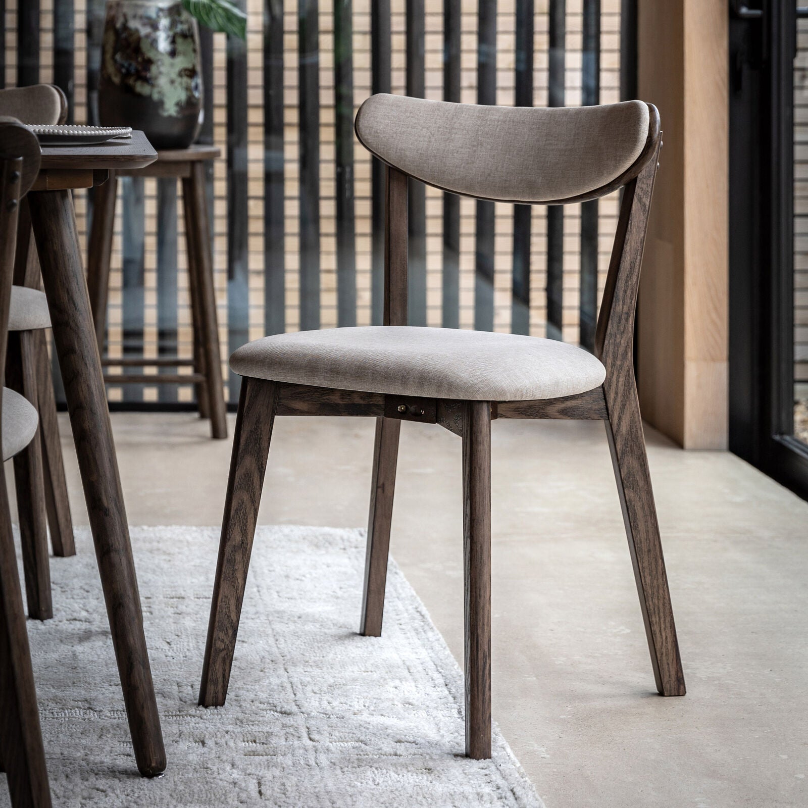 Hatfield set of 2 upholstered dining chairs wiith smoked oak frame | malletandplane.com