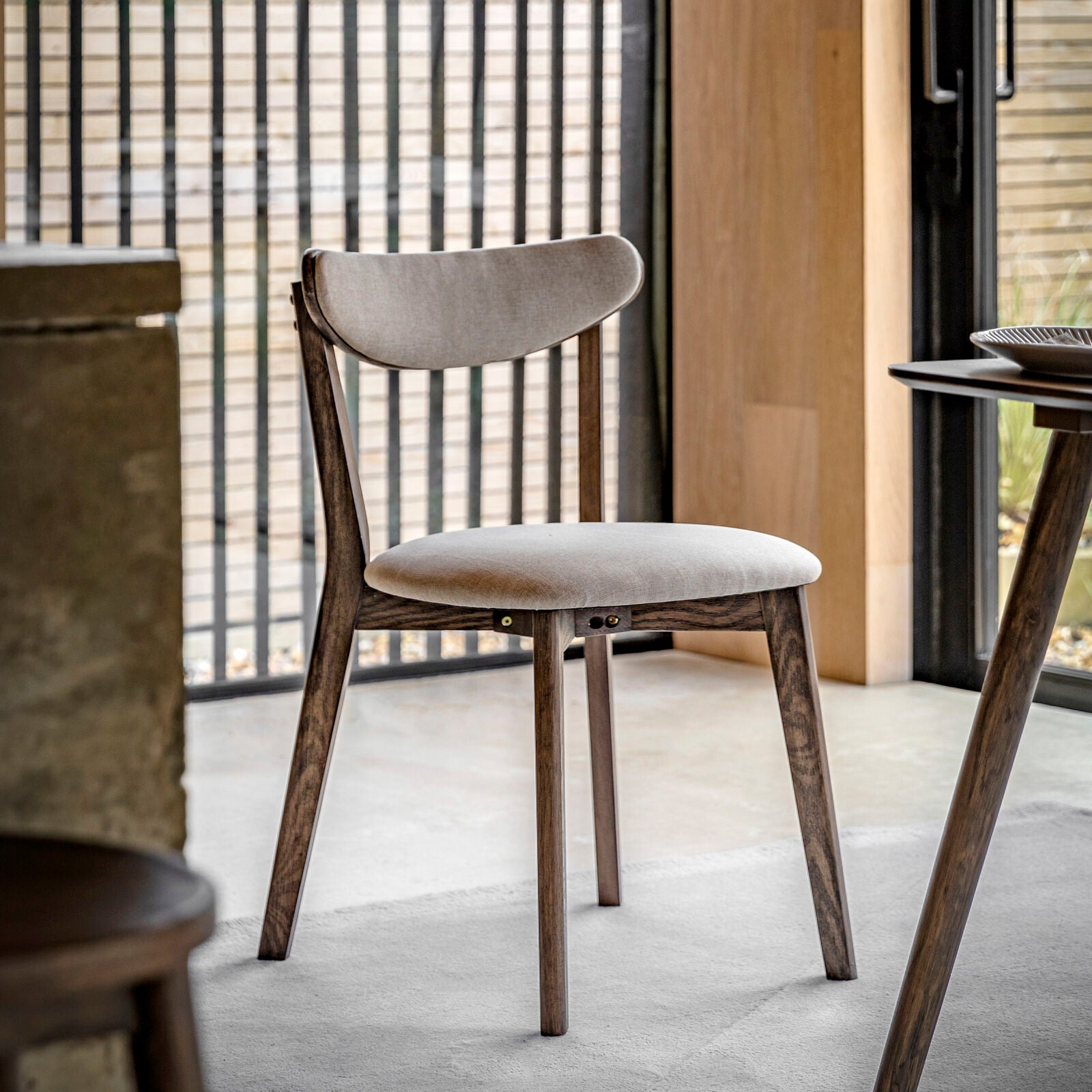 Hatfield set of 2 upholstered dining chairs wiith smoked oak frame | malletandplane.com