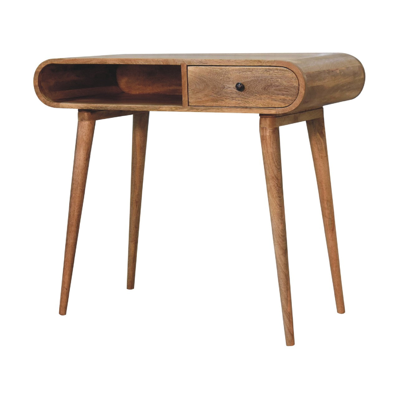 Compact Solid Wood Writing Desk with Storage | Bromley