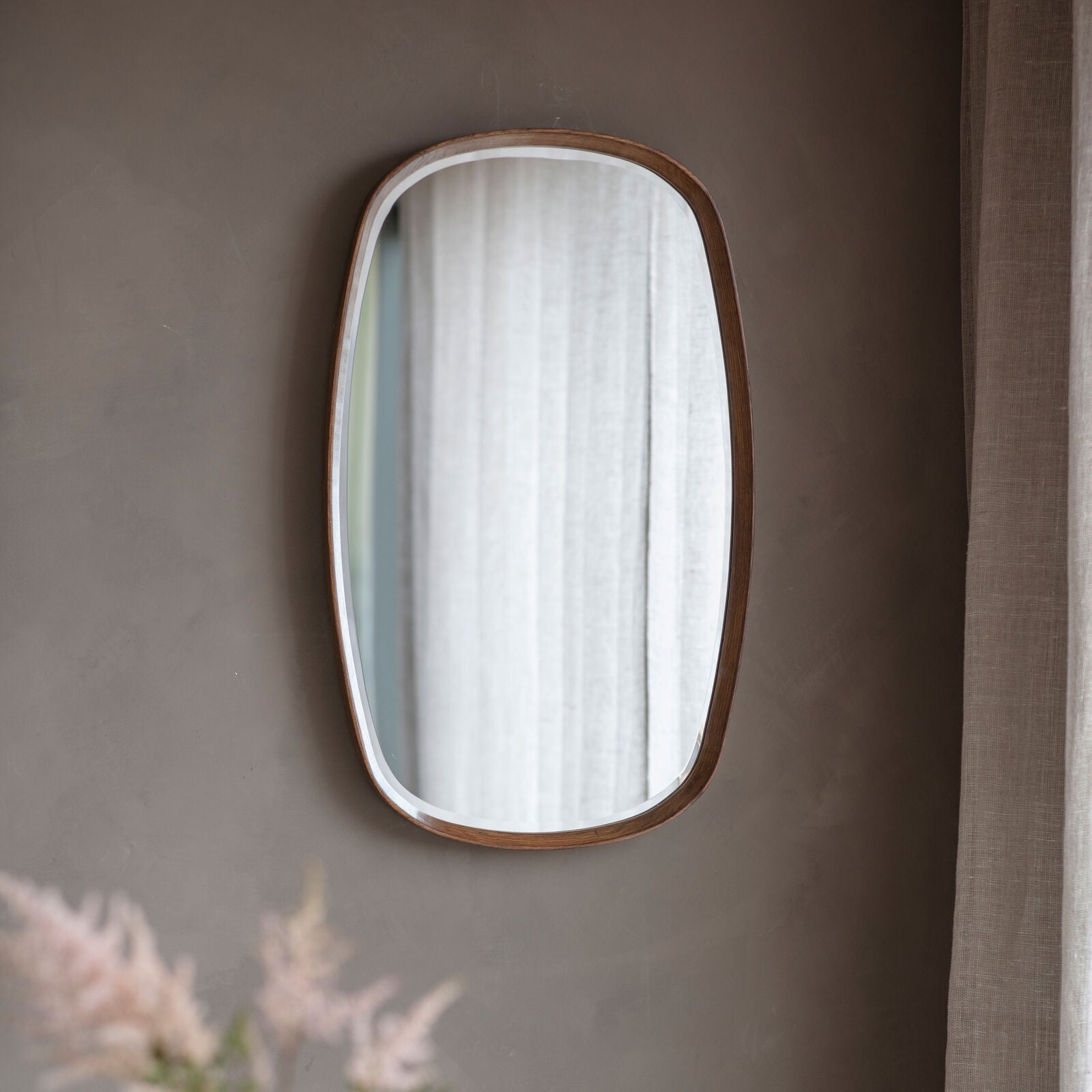 KEATON Walnut Wall Mirror – Solid Wood Bevelled Frame | malletandplane.com