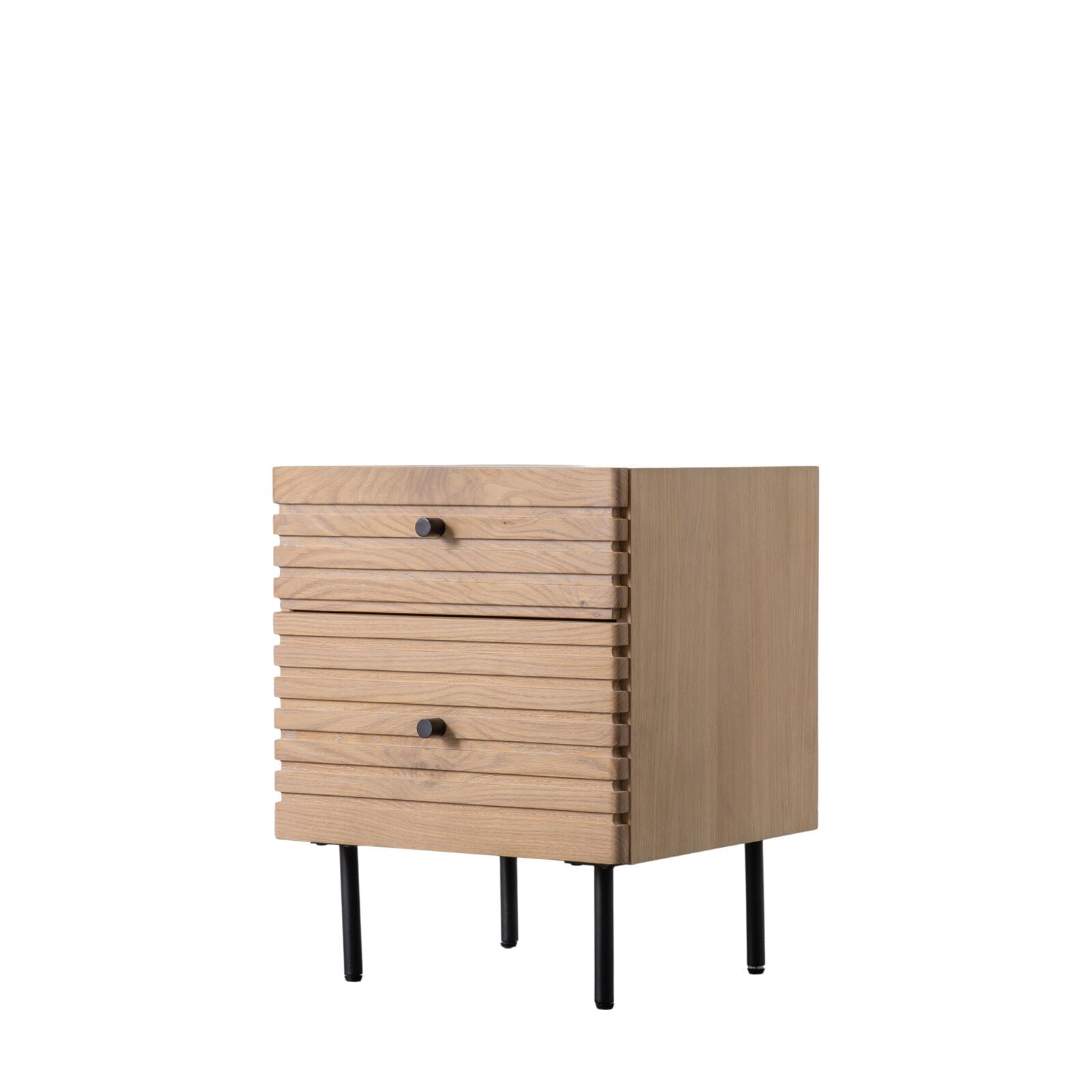 Kori 2 drawer Japandi style bedside table in natural oak finish | malletandplane.com