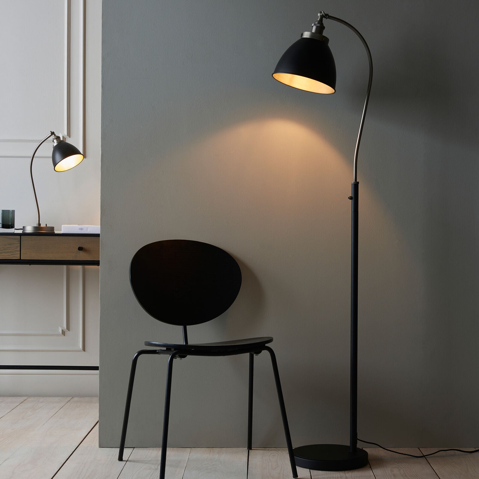 Franklin Floor Lamp – Industrial Black & Pewter