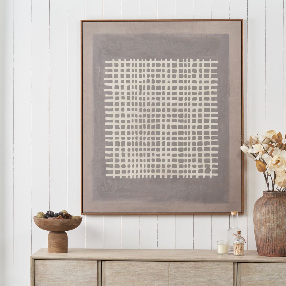 Mercer Grid Canvas – Large Neutral Abstract Wall Art