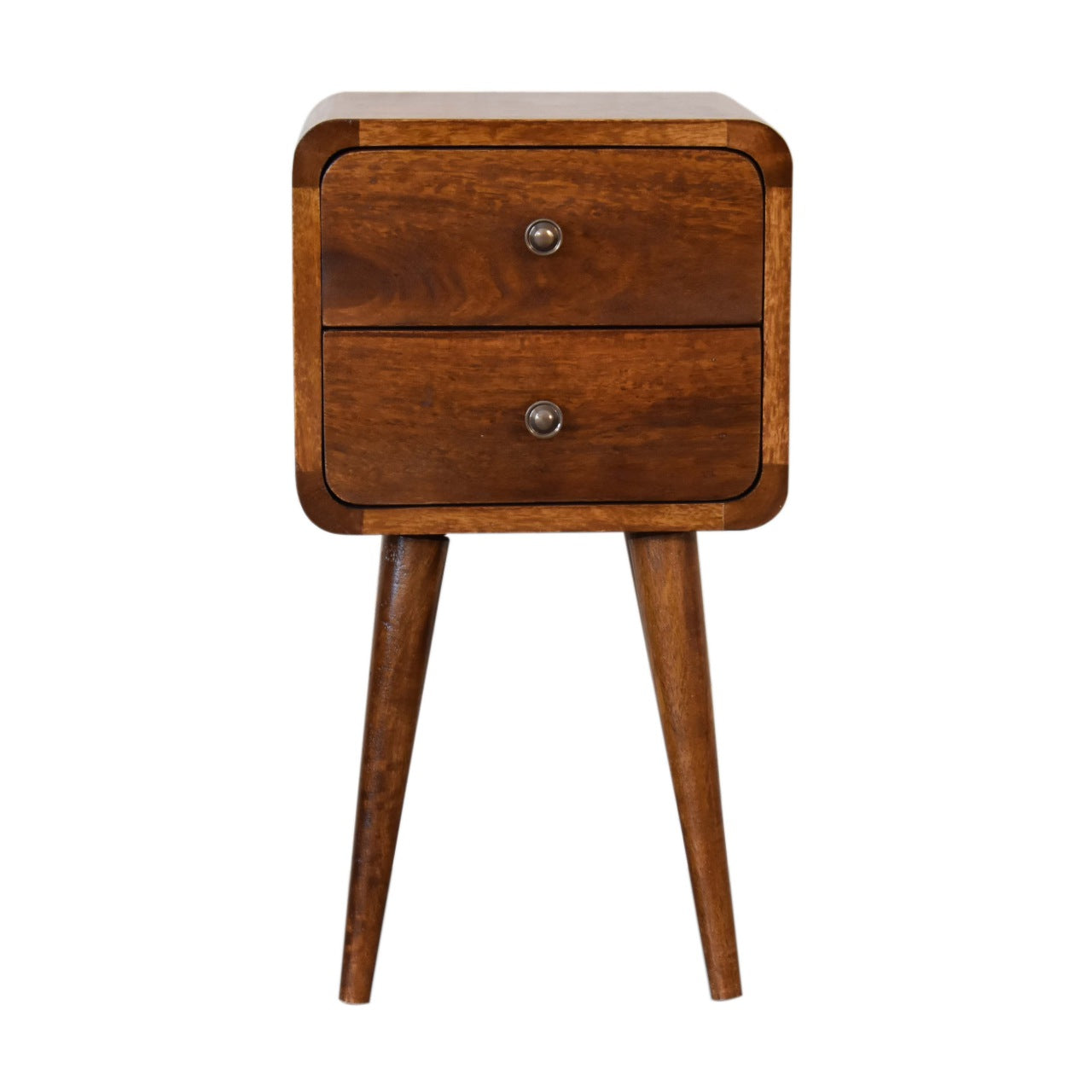 Century Handmade Solid Wood 2 drawer chestnut mini bedside table| malletandplane.com