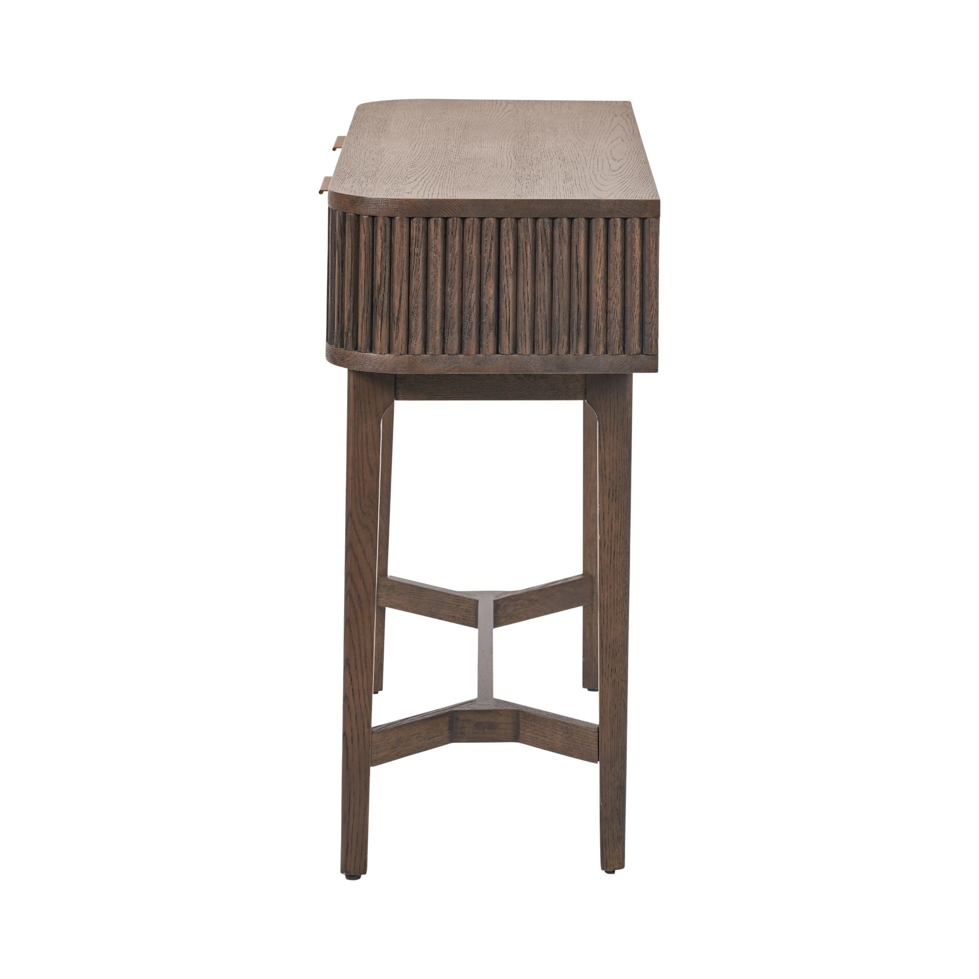 Norr 2 drawer console table in rich walnut finish | malletandplane.com