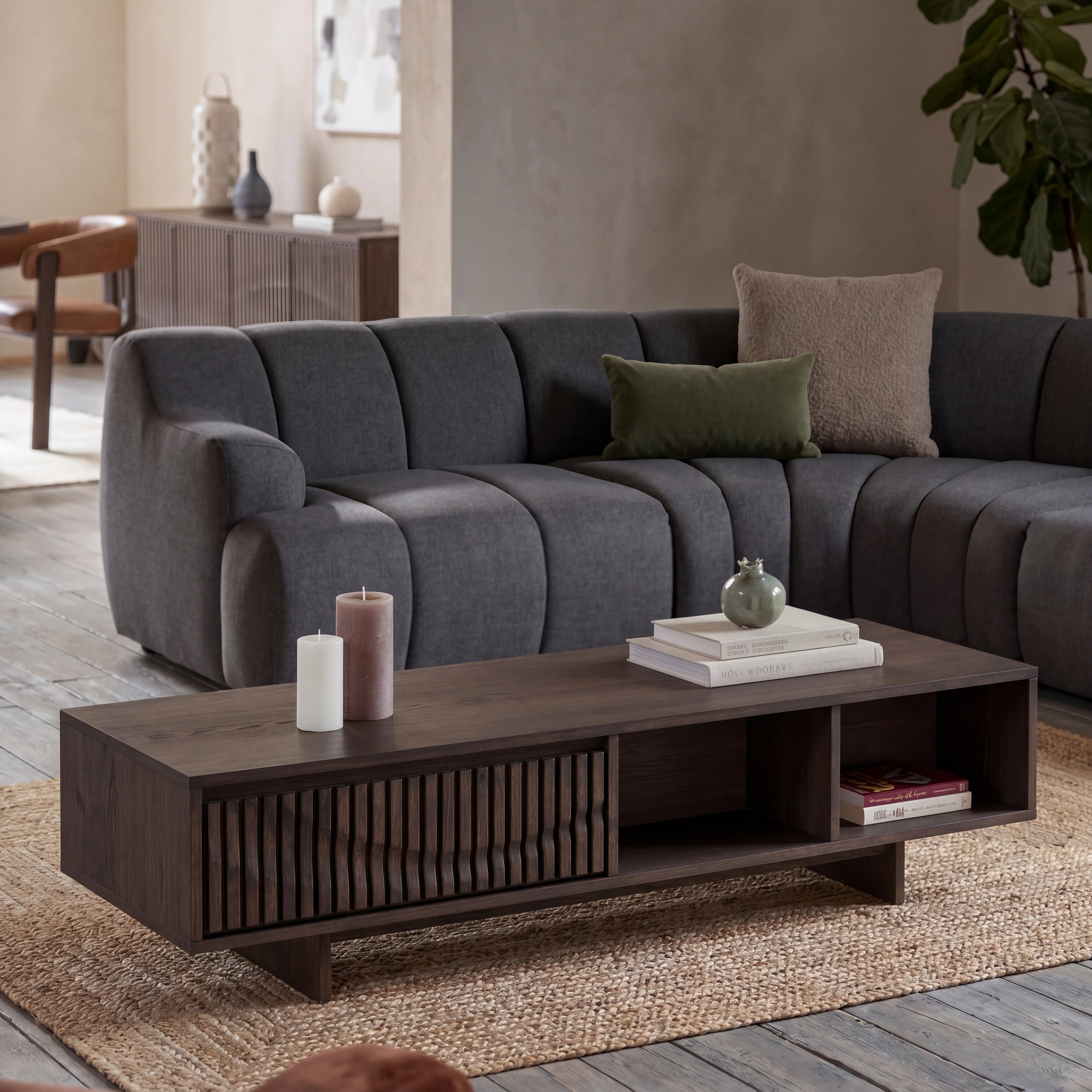 ONDA Walnut Coffee Table with Drawer Storage