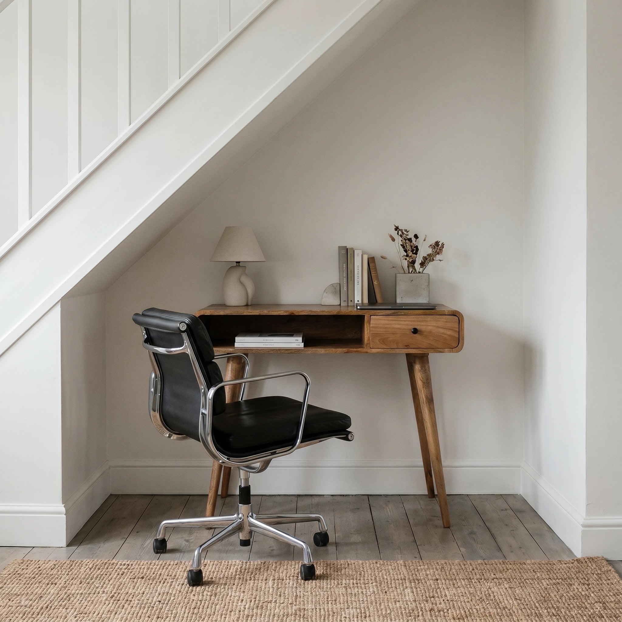 Compact Solid Wood Writing Desk with Drawer | Peckham
