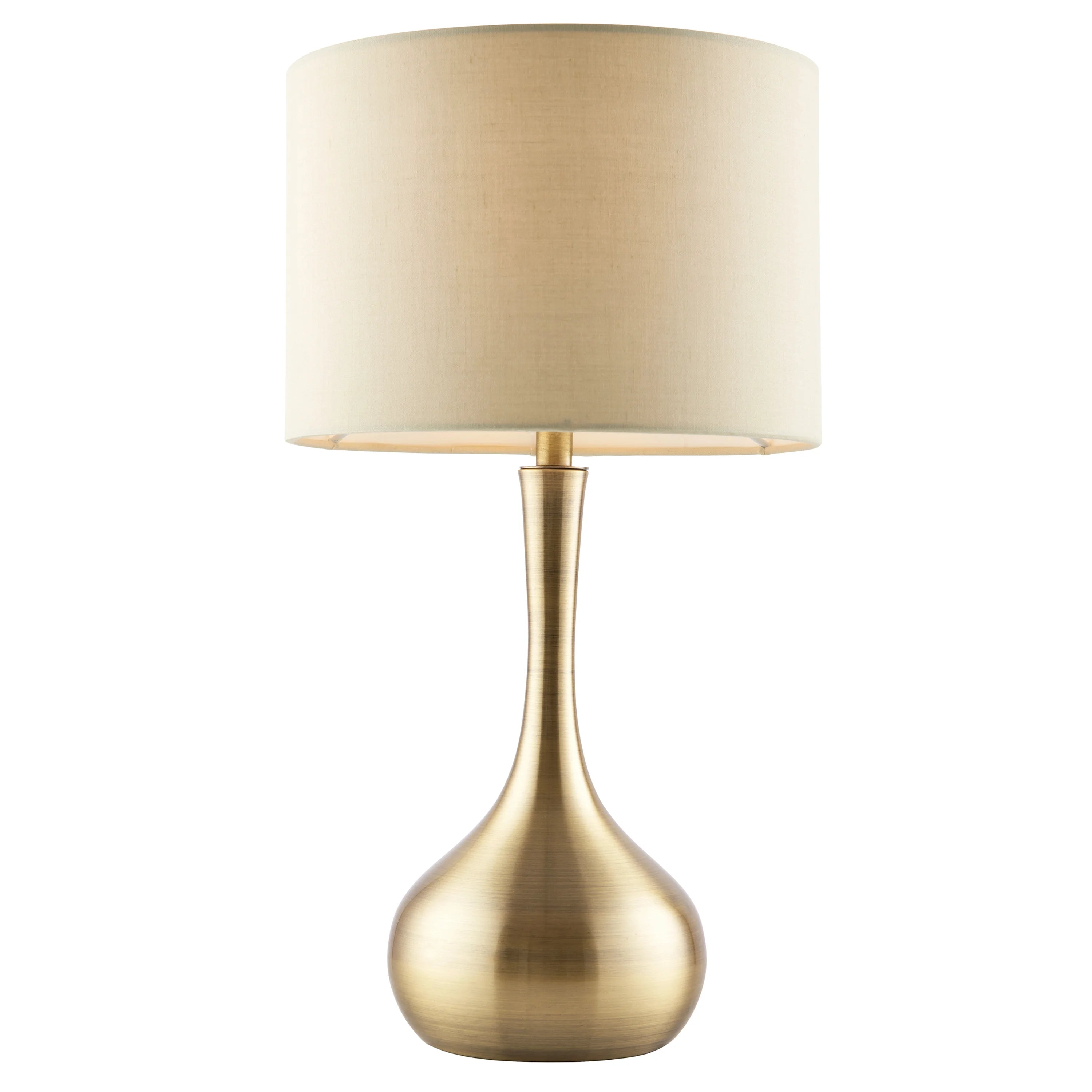Brass Bedside Table Lamp – Piccadilly – Taupe Shade
