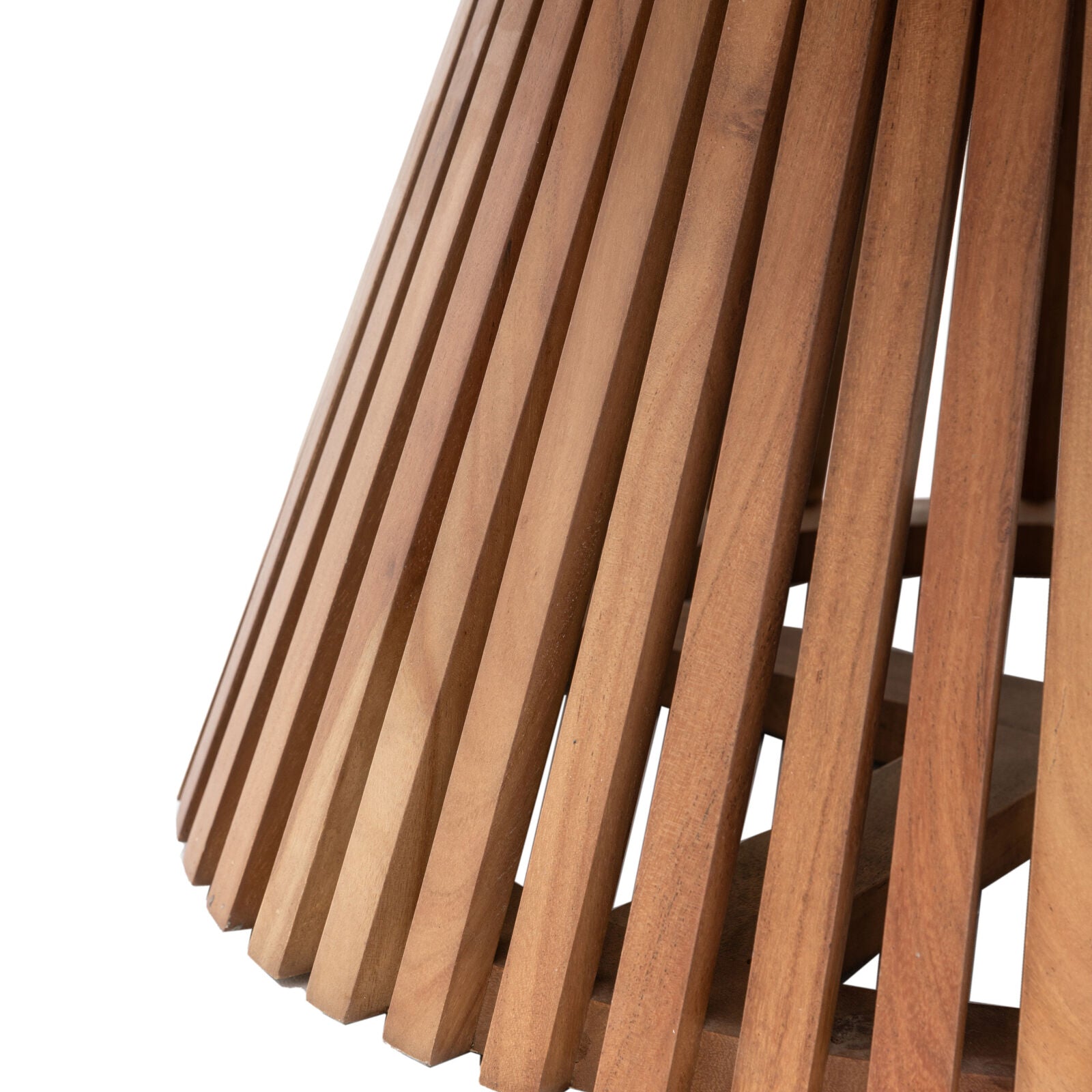 Regan solid acacia wood slatted 800mm round coffee table | malletandplane.com