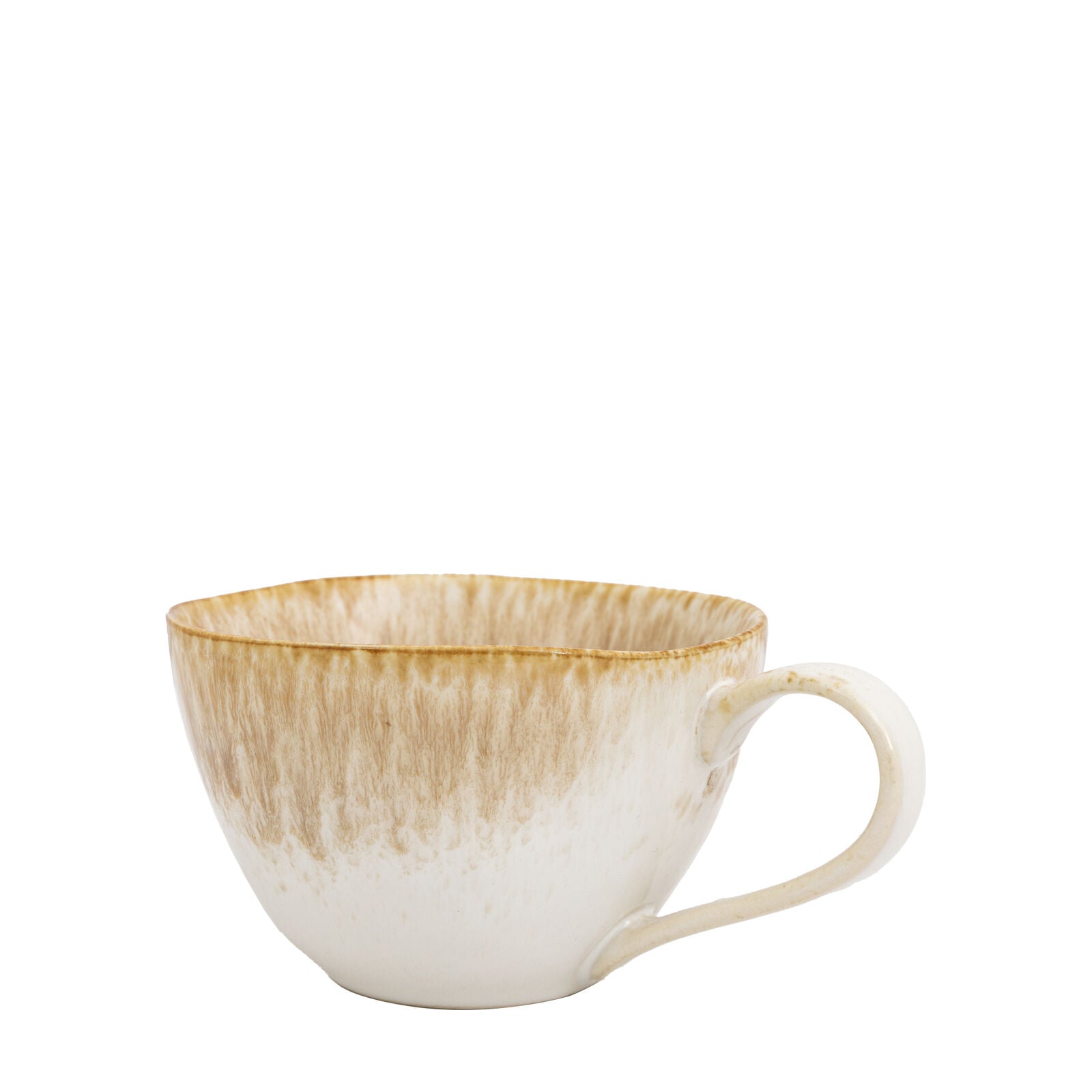 Reactive glaze set of 4 camel coloured ceramic mugs | malletandplane.com