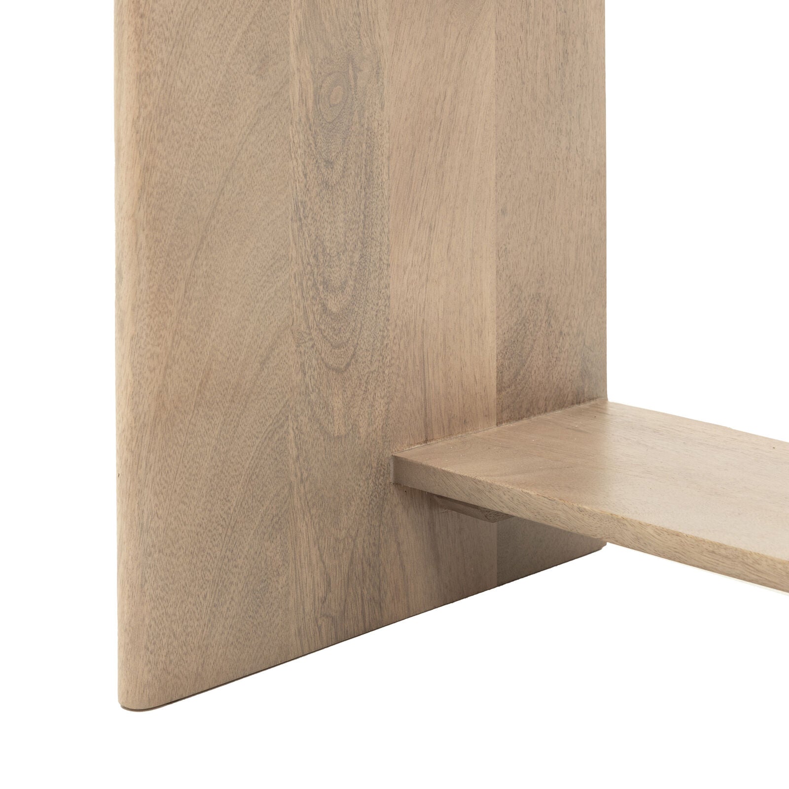 Rocca modern mango wood console table with curved edges and fluted drawers with brass hardware | malletandplane.com