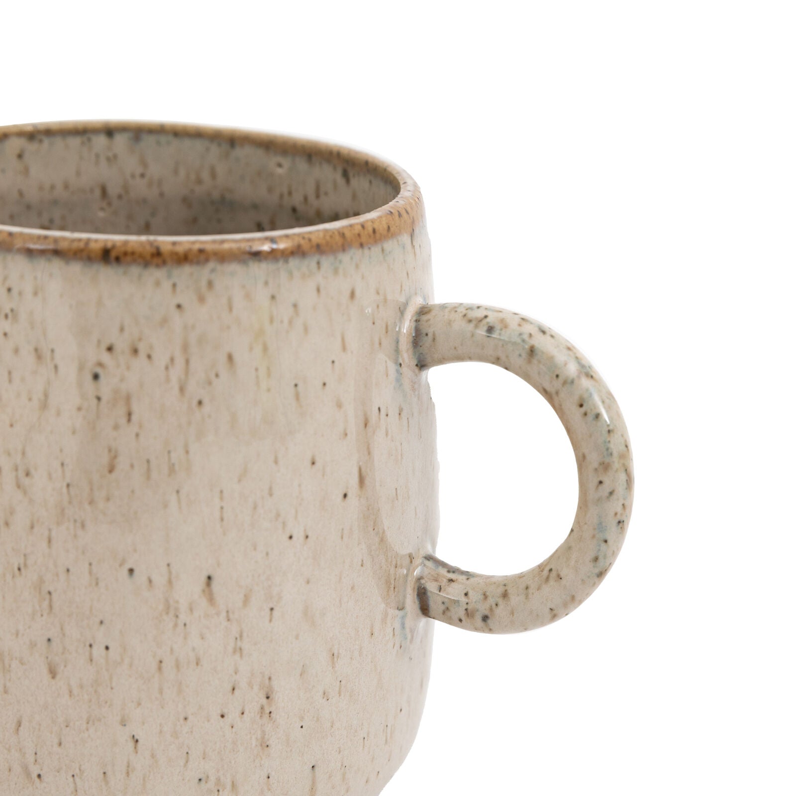 Speckle set of 4 ceramic mugs with organic form and oatmeal speckle reactive glaze | malletandplane.com