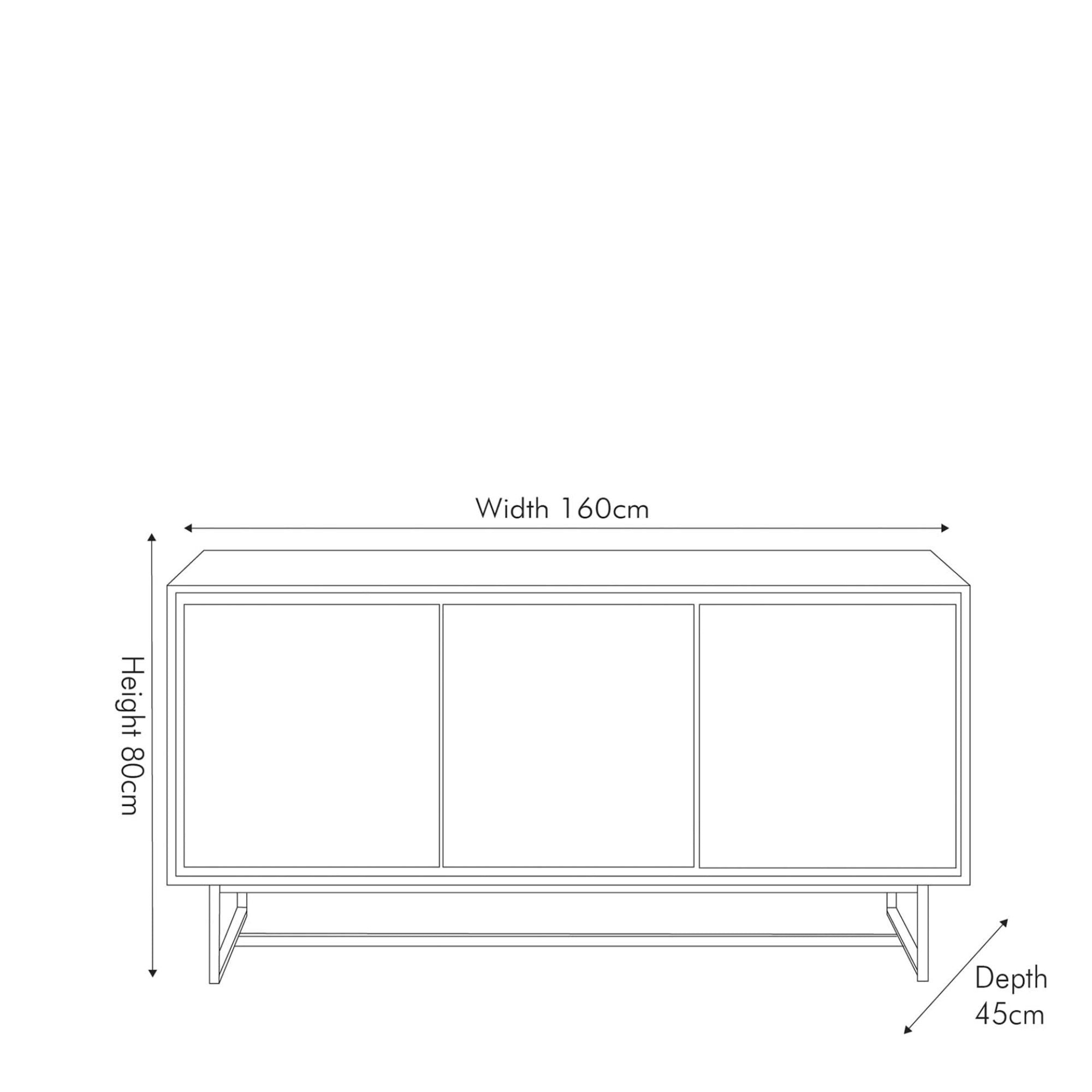 TORVIK Sand Washed Acacia Wood 3 Door Sideboard | malletandplane.com