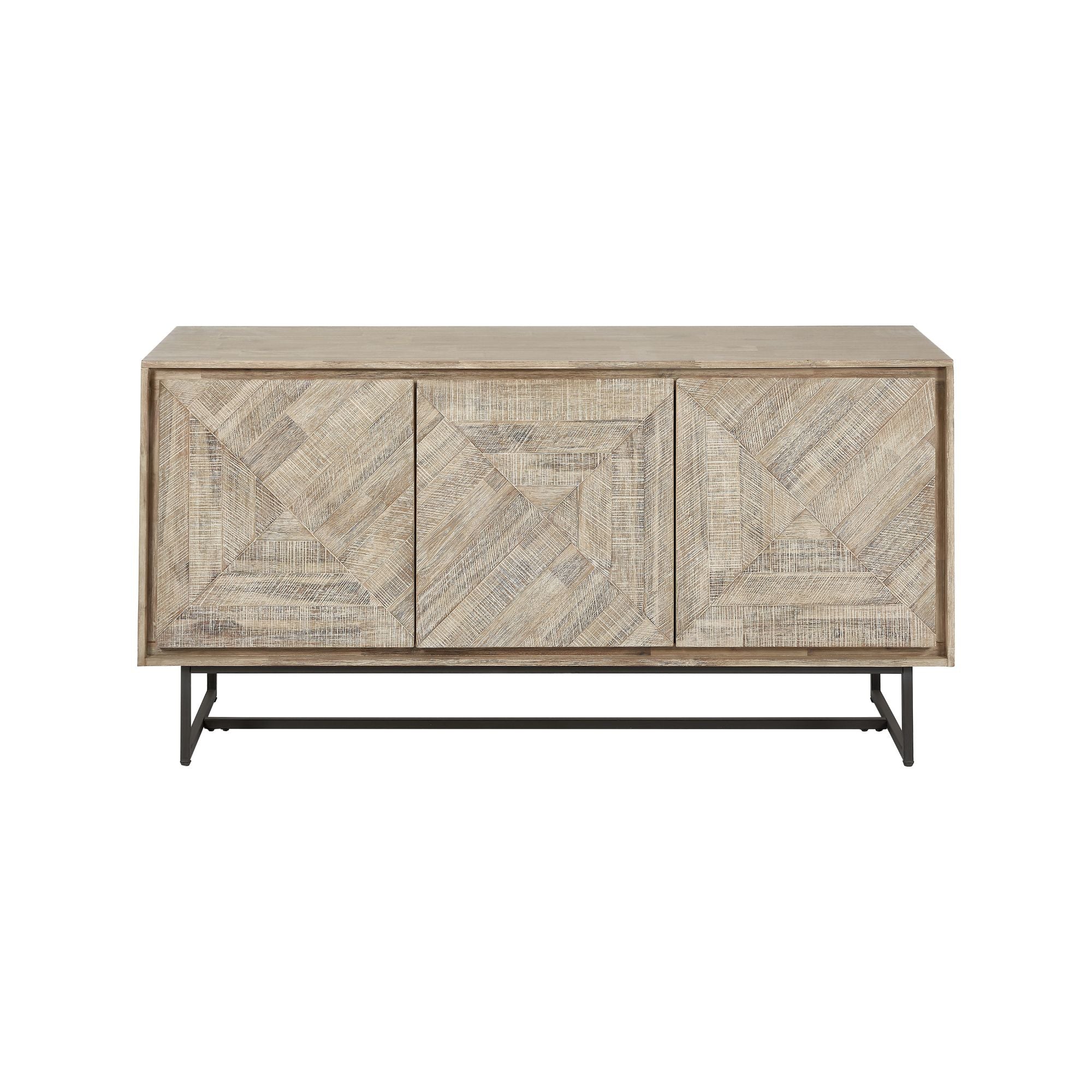 TORVIK Sand Washed Acacia Wood 3 Door Sideboard | malletandplane.com
