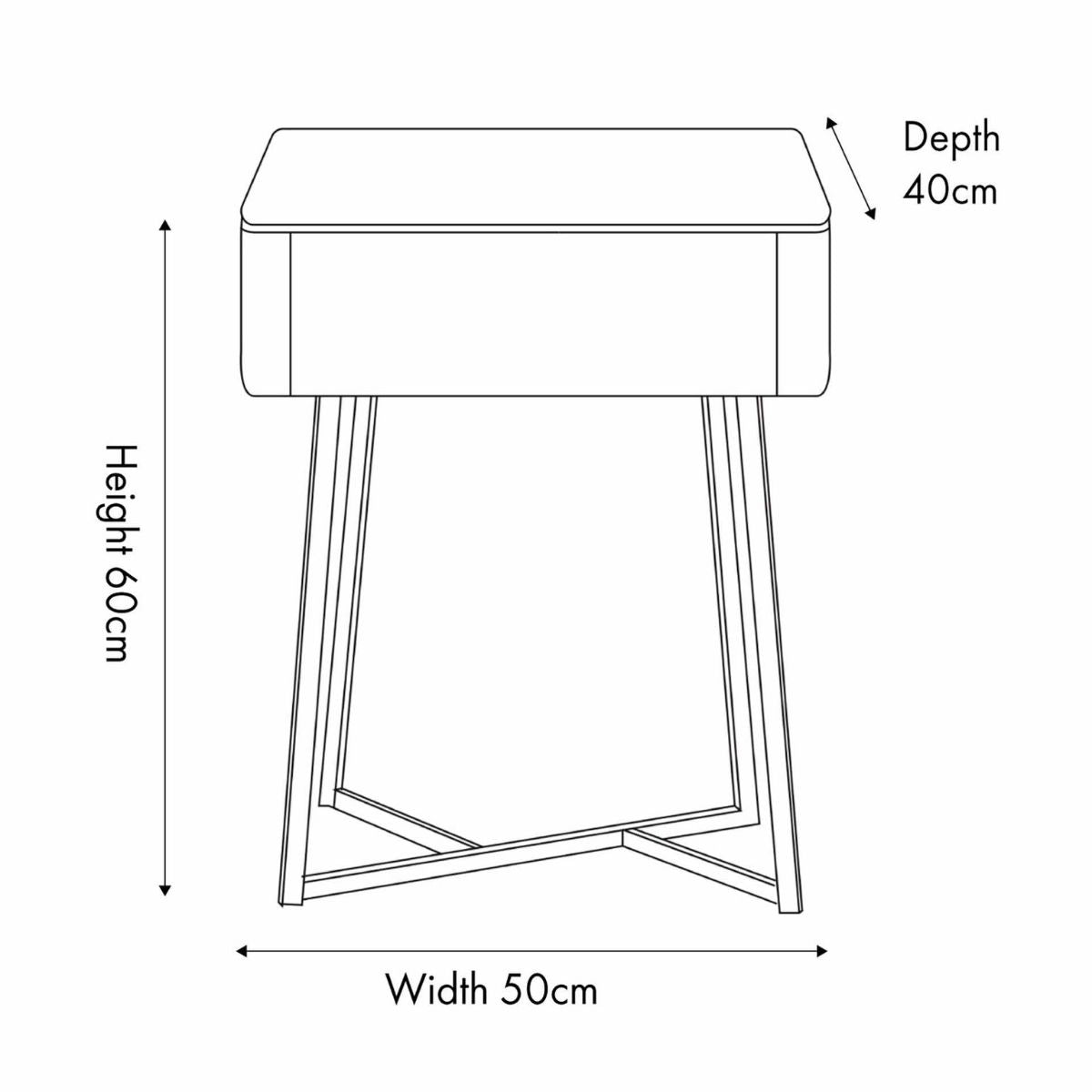 UKIAH Black Ash & Metal Bedside Table | malletandplane.com