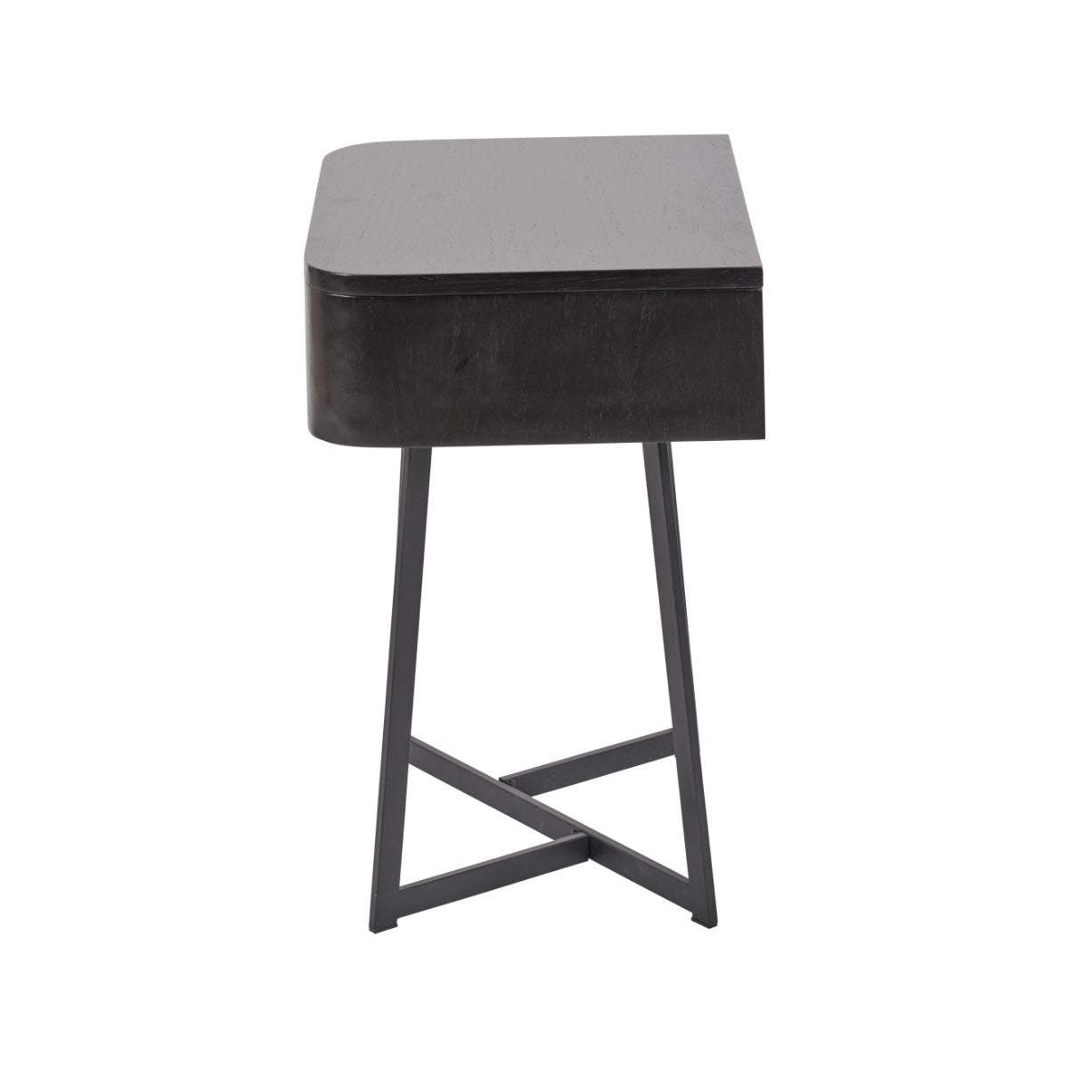 UKIAH Black Ash & Metal Bedside Table | malletandplane.com