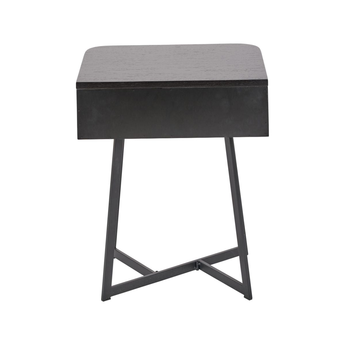 UKIAH Black Ash & Metal Bedside Table | malletandplane.com