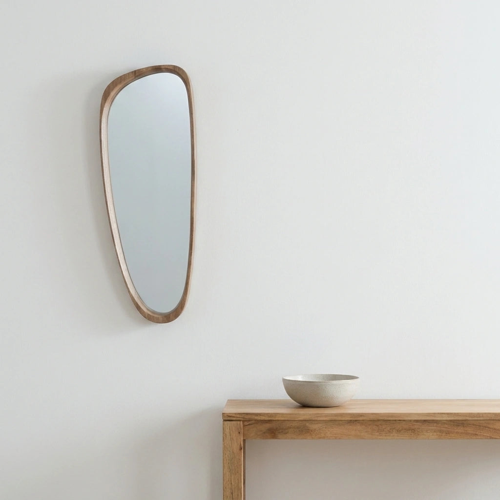 VIDA Natural Wood Veneer Teardrop Wall Mirror