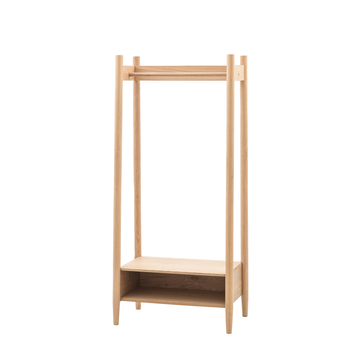 HATFIELD natural oak open wardrobe with hanging rail and lower shelf