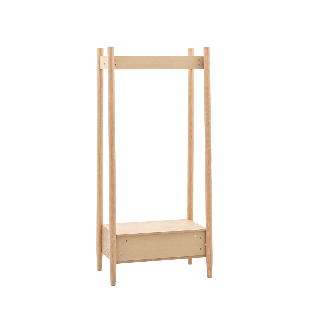 HATFIELD natural oak open wardrobe with hanging rail and lower shelf