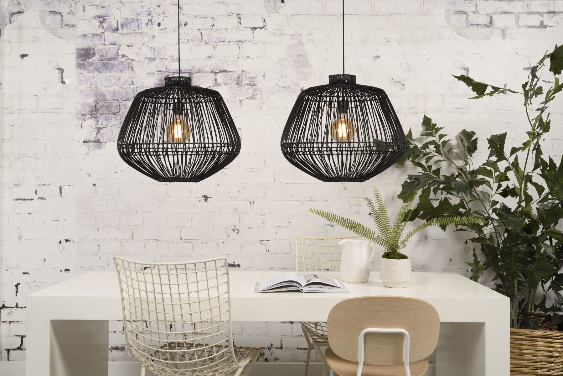 Madagascar hand woven black rattan pendant light | malletandplane.com