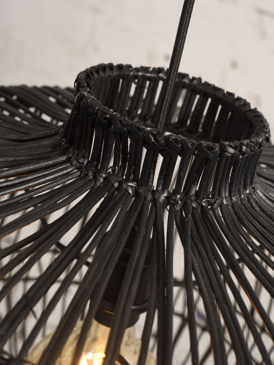 Madagascar hand woven black rattan pendant light | malletandplane.com