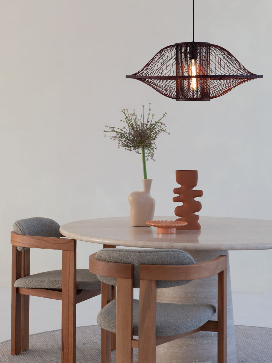 Maui handwoven burgundy bamboo pendant light | malletandplane.com