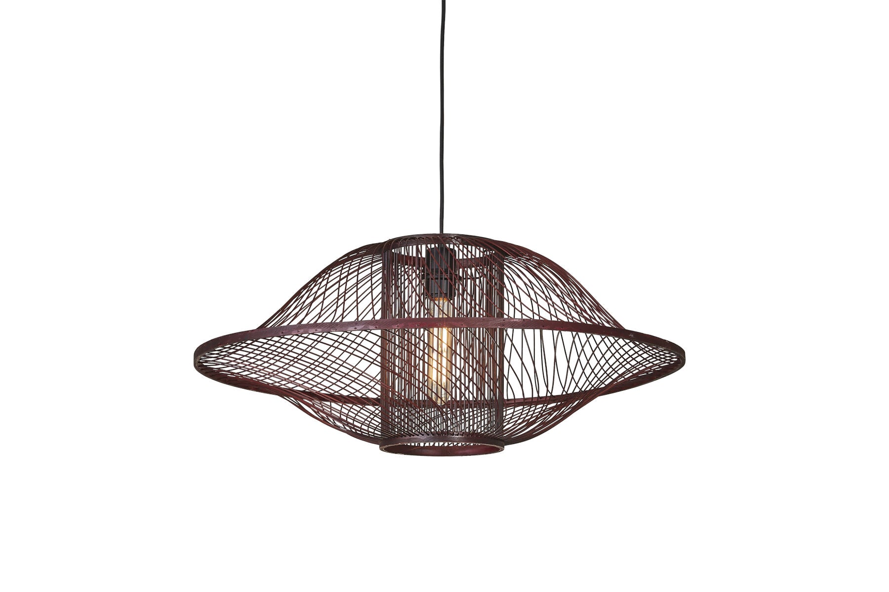 Maui handwoven burgundy bamboo pendant light | malletandplane.com