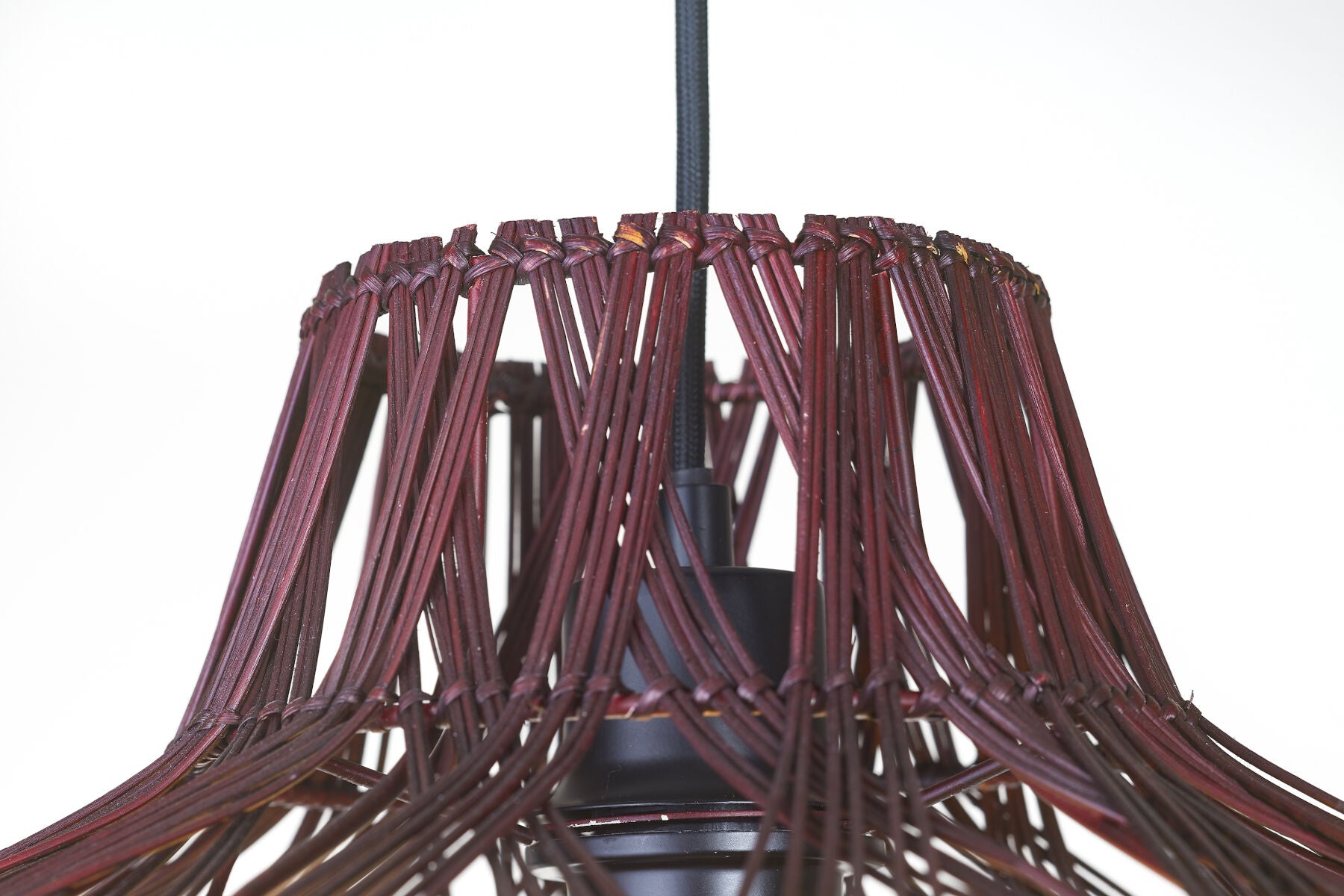 Mendoza handwoven burgundy bamboo bottle shaped pendant light | malletandplane.com