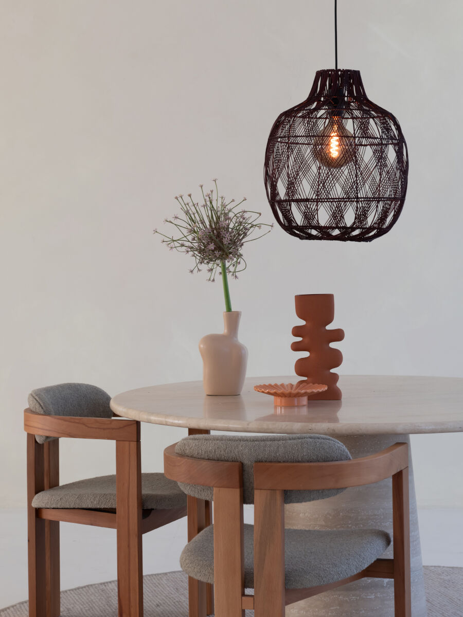 Mendoza handwoven burgundy bamboo bottle shaped pendant light | malletandplane.com