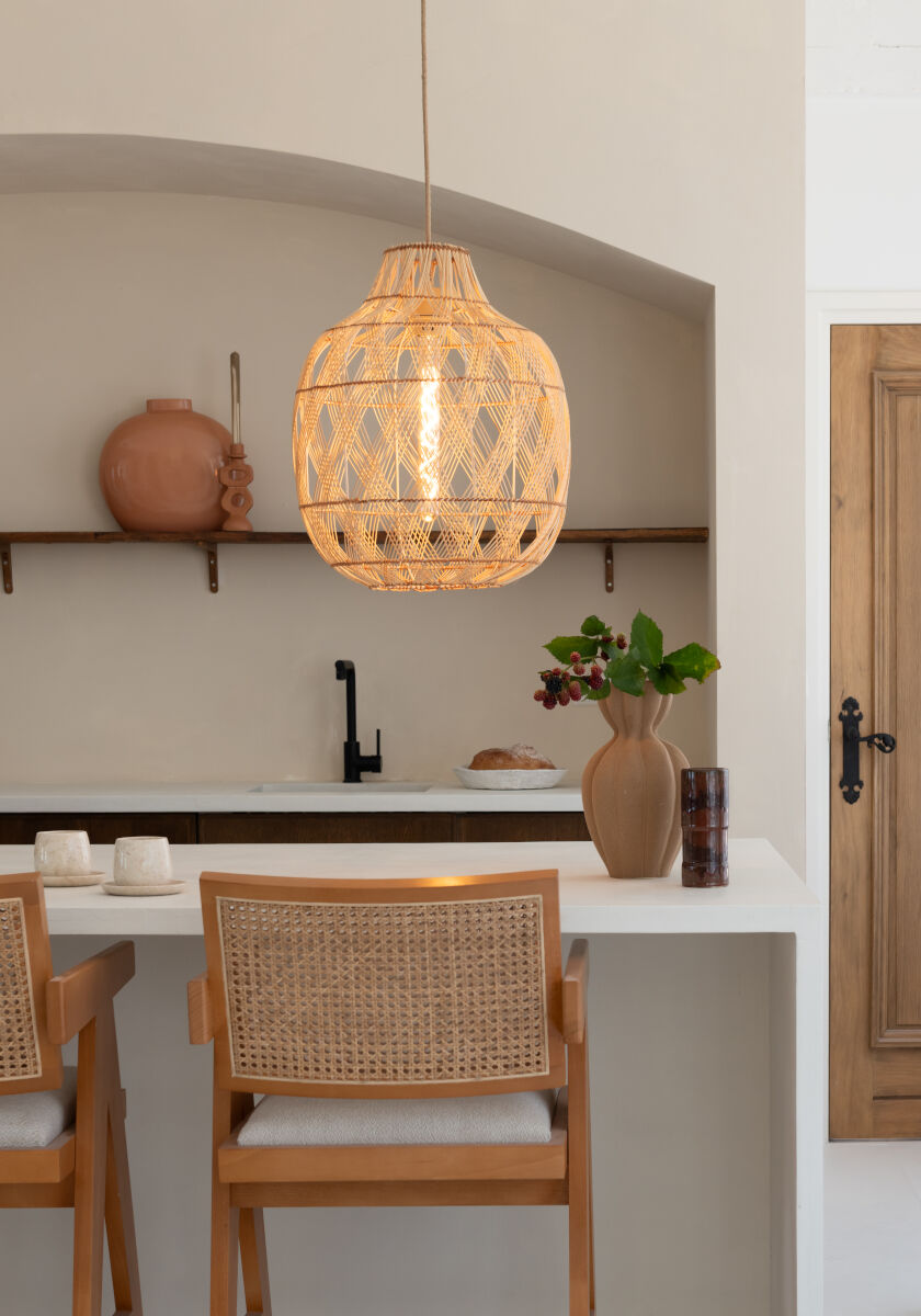 Mendoza handwoven natural bamboo bottle shaped pendant light | malletandplane.com