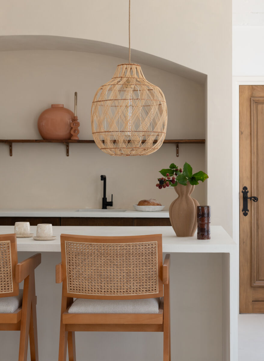 Mendoza handwoven natural bamboo bottle shaped pendant light | malletandplane.com