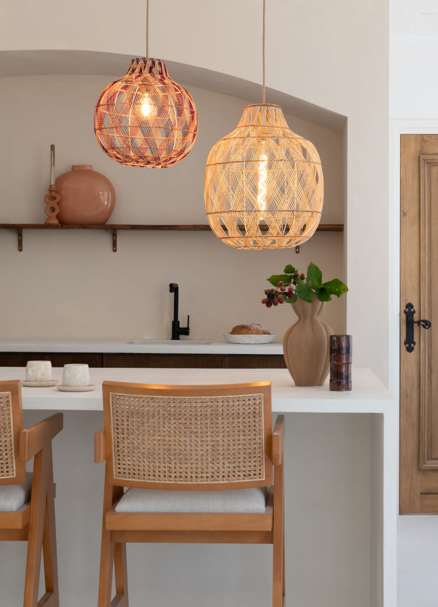 Mendoza handwoven natural bamboo bottle shaped pendant light | malletandplane.com