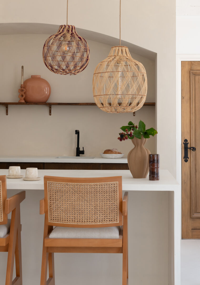 Mendoza handwoven natural bamboo bottle shaped pendant light | malletandplane.com