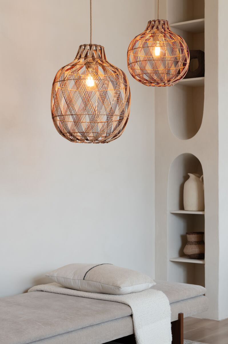 MENDOZA Burgundy/ Natural Bamboo Pendant Light