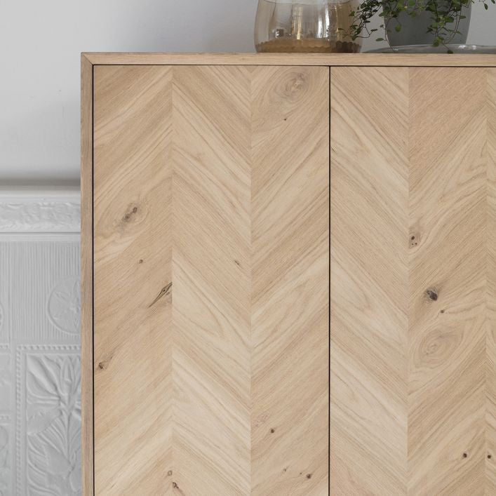 Jakob Drinks Cabinet in chevron inlaid oak | MalletandPlane.com