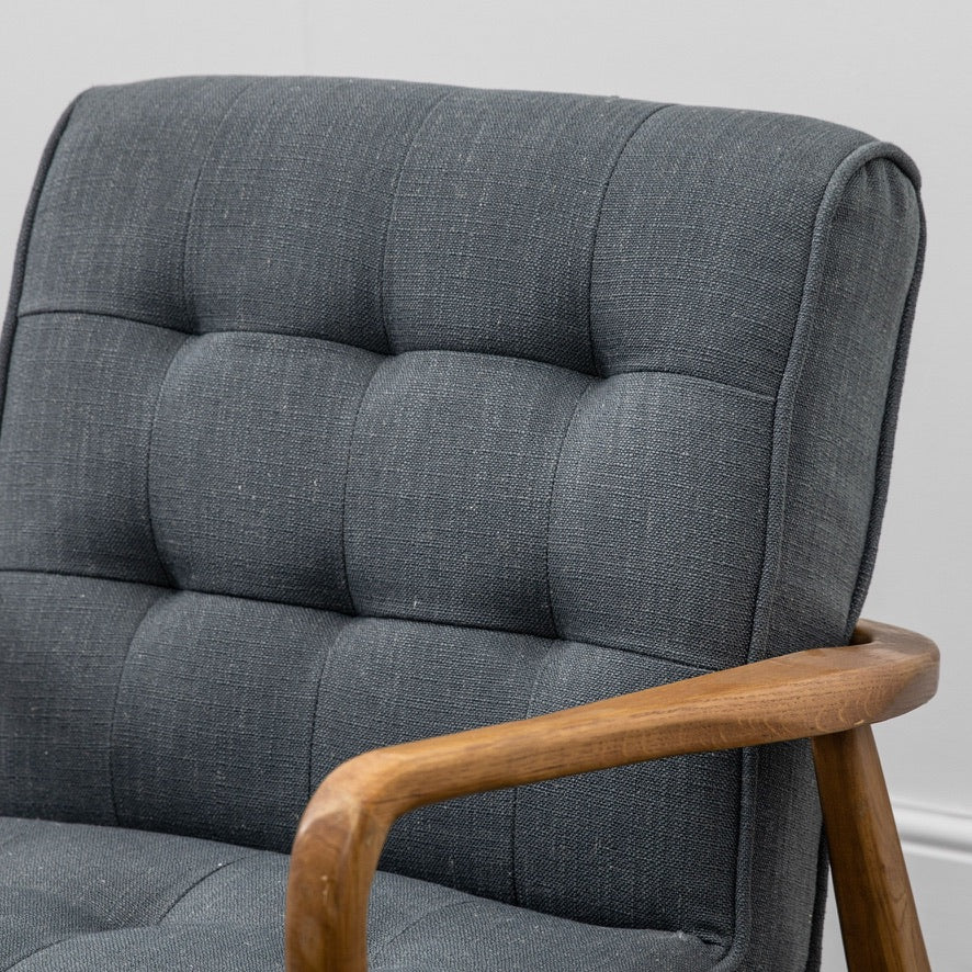 Ronson Mid Century Armchair with solid oak frame and grey weave upholstery | MalletandPlane.com