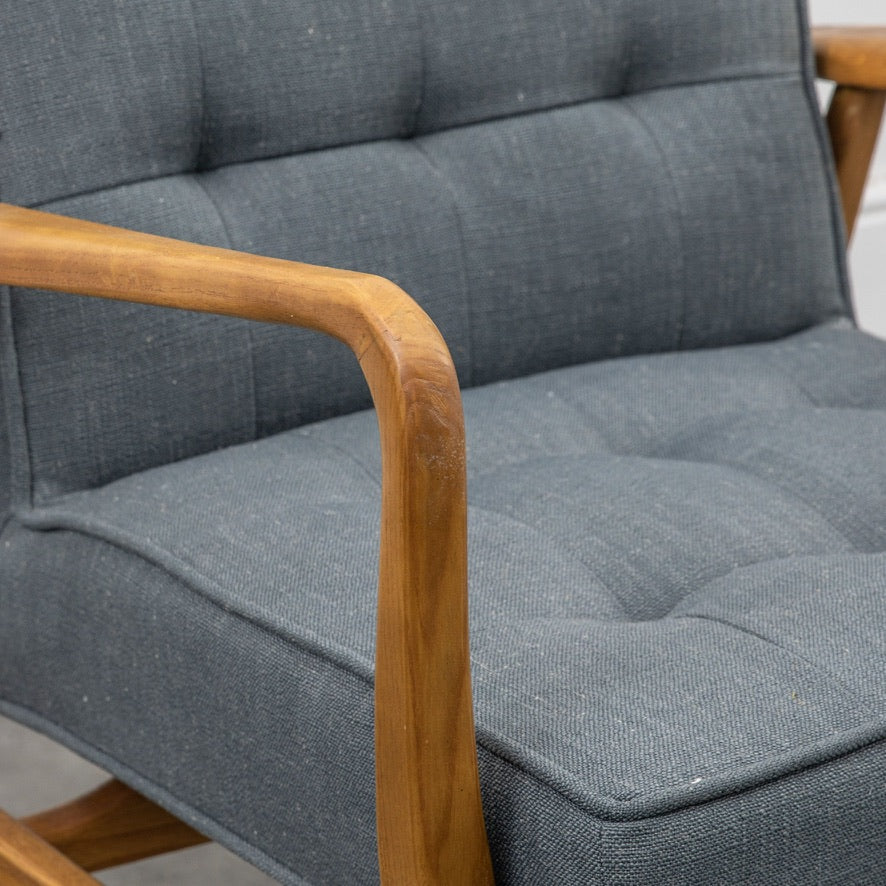 Ronson Mid Century Armchair with solid oak frame and grey weave upholstery | MalletandPlane.com