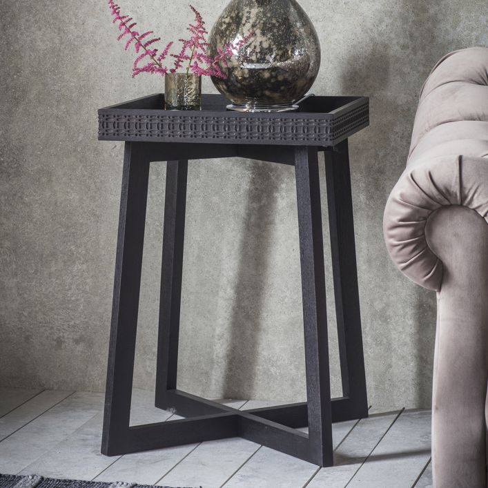 LAYLAH Bedside Tray Table in Matte Black Charcoal | MalletandPlane.com