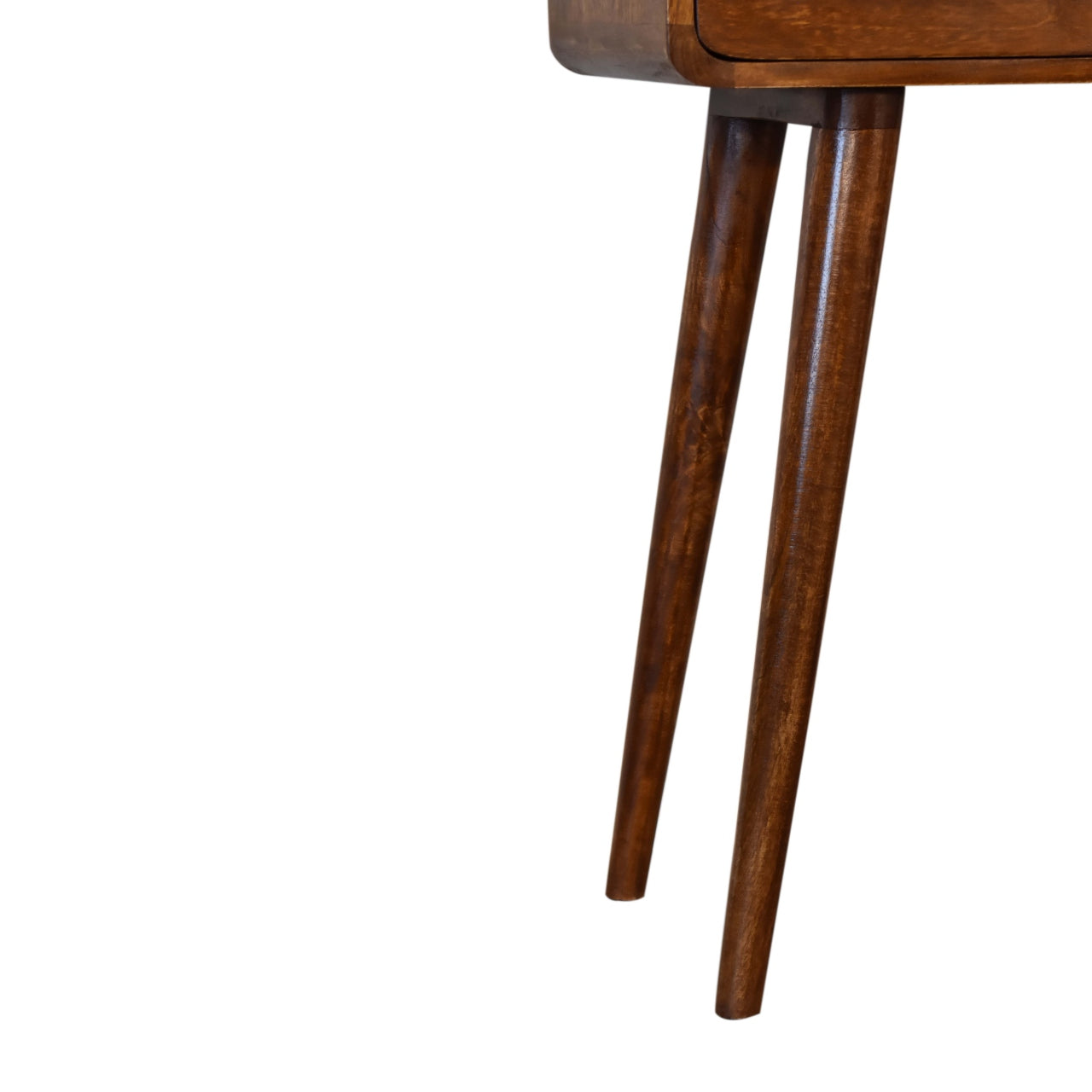 Century Handmade solid wood 2 drawer small console table in deep chestnut finish | malletandplane.com