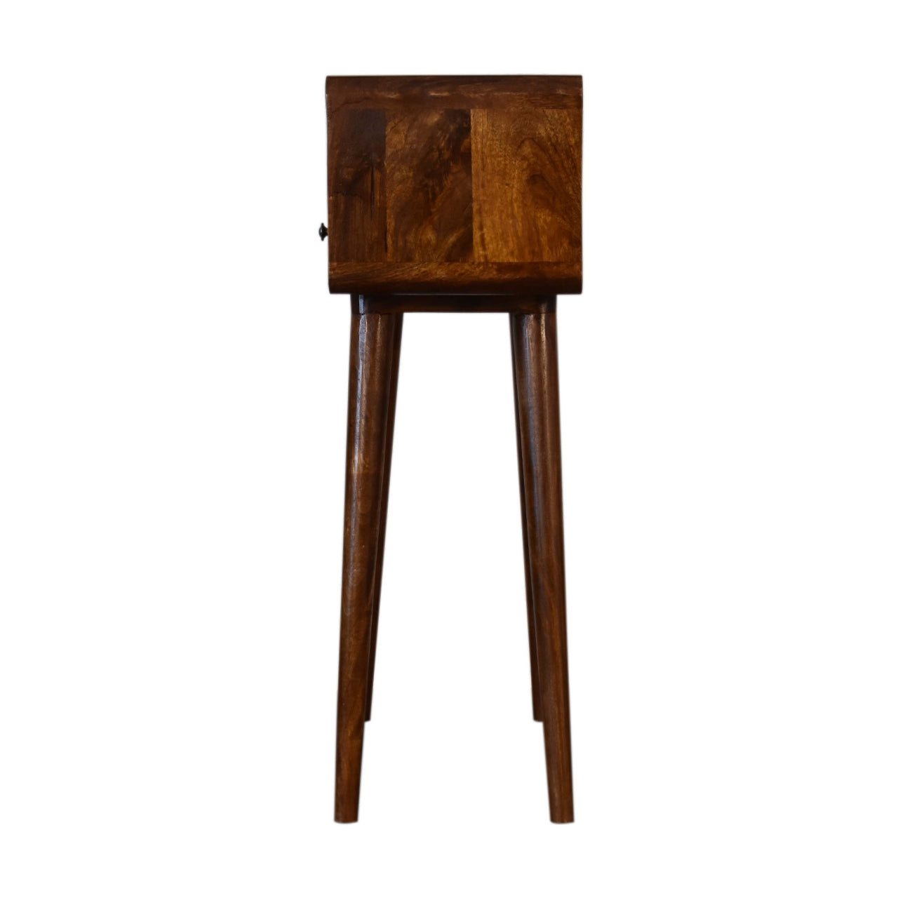 Century Handmade solid wood 2 drawer small console table in deep chestnut finish | malletandplane.com