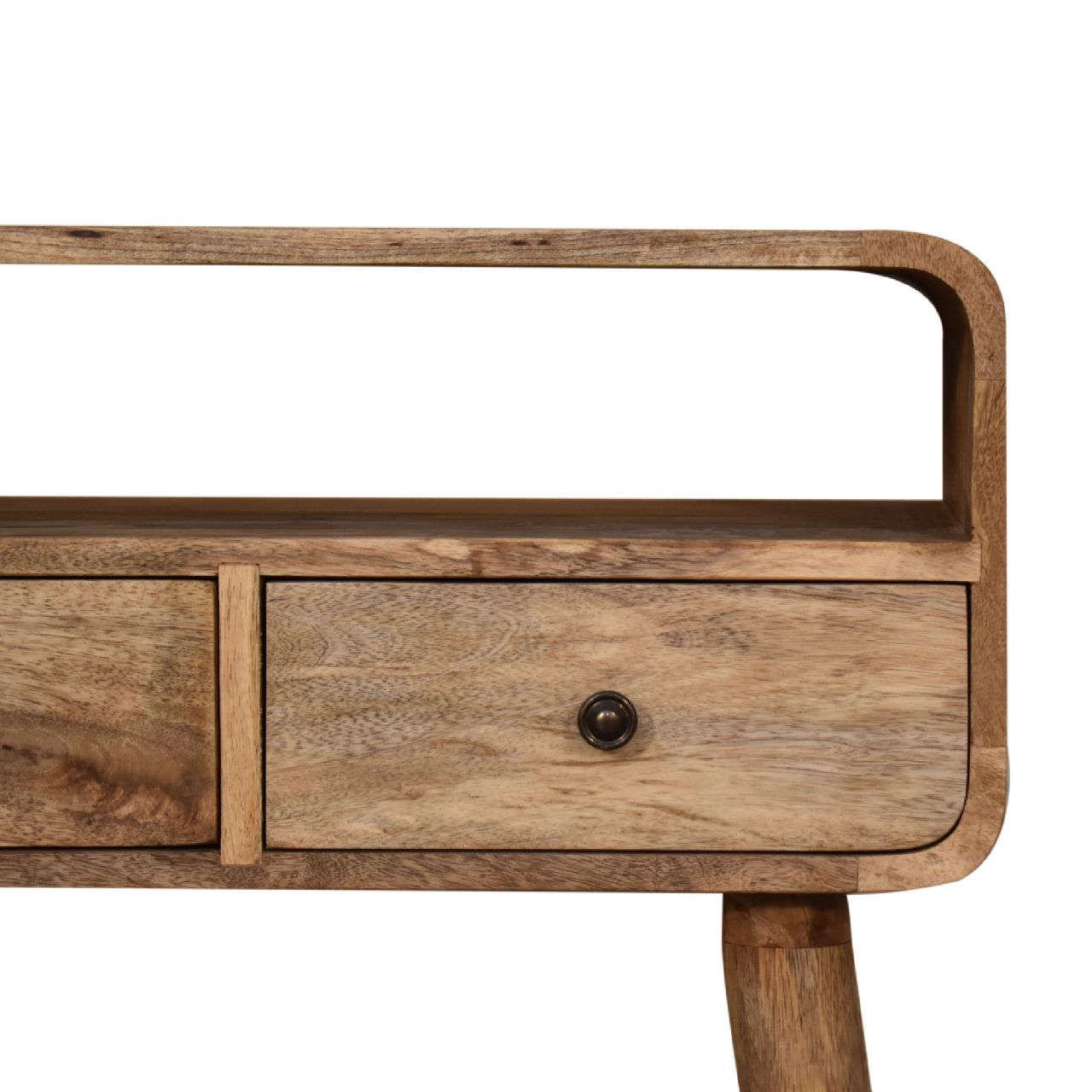 Modal Handmade Solid Wood 2 Drawer Small Console Table in Oak-ish finish | malletandplane.com